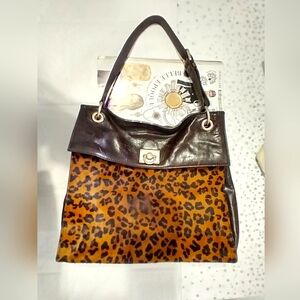 Leopard print calf leather shoulder bag